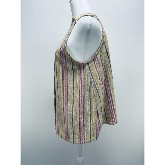W5 Tank Top Size L Women’s Multicolor Striped Sleeveless Halter Textured Nubby - Picture 4 of 8